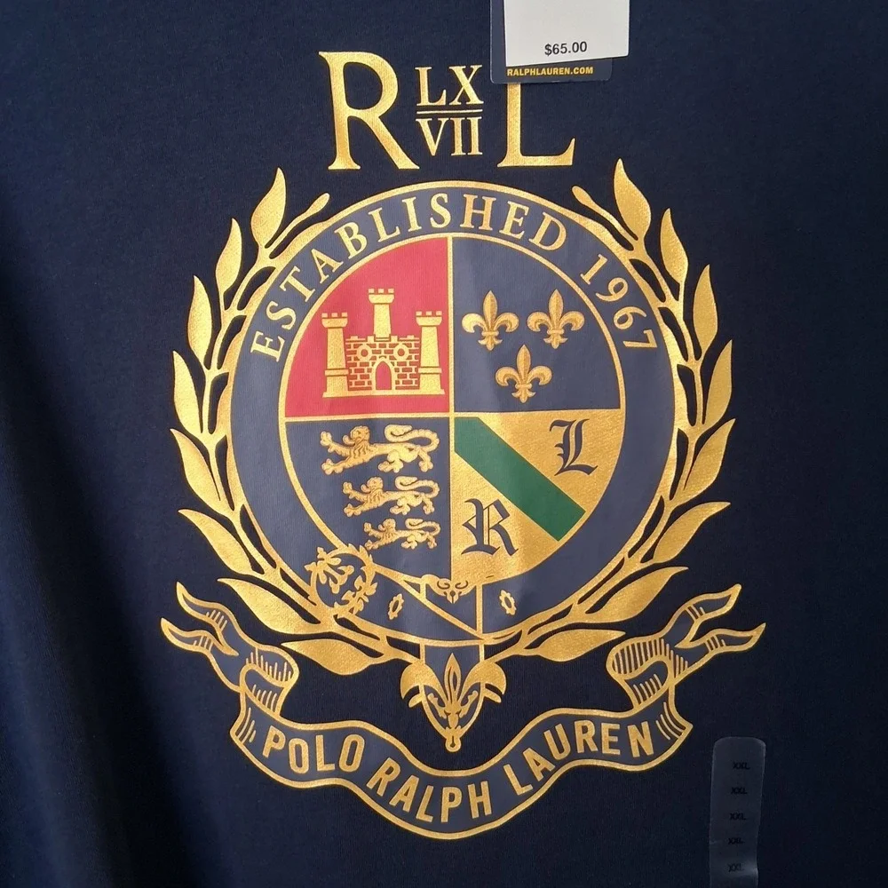 NWT Polo Ralph Lauren Polo Crest T Shirt Men's 2XL Blue Graphic Logo $65.00
